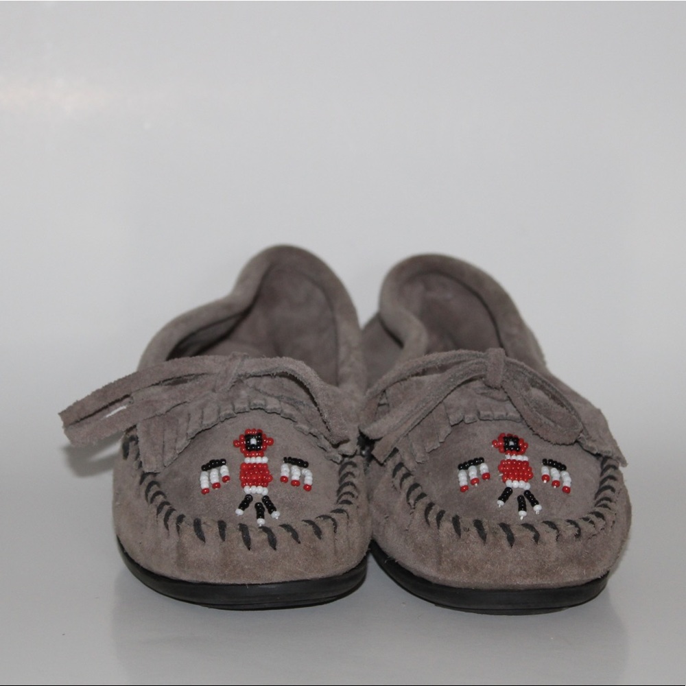 Light gray beaded moccasins
